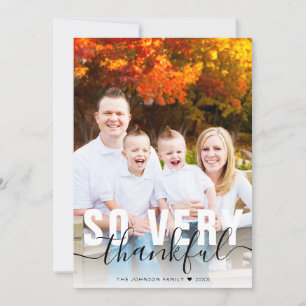 So Very Thankful Photo Family Thanksgiving Holiday Card