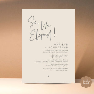 So, We Eloped, Modern Wedding Elopement Dinner Invitation