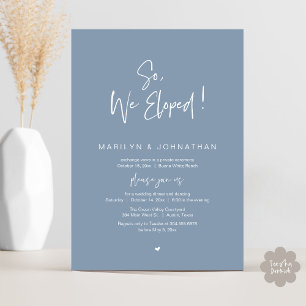So, We Eloped, Modern Wedding Elopement Dinner Invitation
