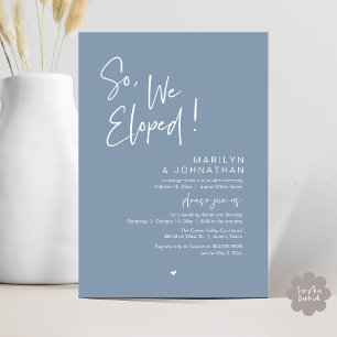 So, We Eloped, Modern Wedding Elopement Dinner Invitation