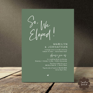 So, We Eloped, Modern Wedding Elopement Dinner Invitation