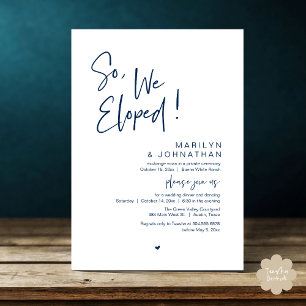 So, We Eloped, Modern Wedding Elopement Dinner Invitation