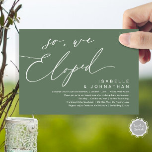 So, We Eloped, Romantic Wedding Dinner Party Invitation