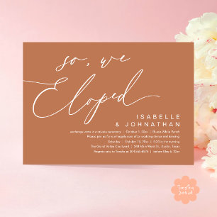 So, We Eloped, Romantic Wedding Dinner Party Invitation