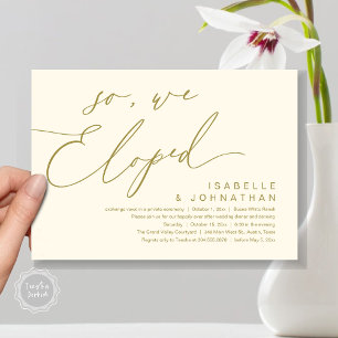 So, We Eloped, Romantic Wedding Dinner Party Invitation