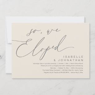 So, We Eloped, Romantic Wedding Dinner Party Invitation