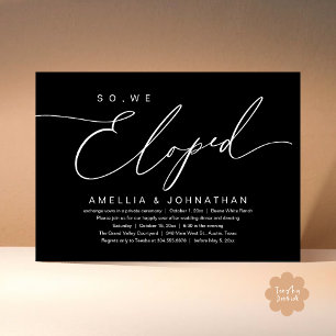 So, We Eloped, Romantic Wedding Elopement Party Invitation