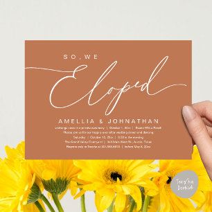 So, We Eloped, Romantic Wedding Elopement Party Invitation