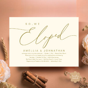 So, We Eloped, Romantic Wedding Elopement Party Invitation