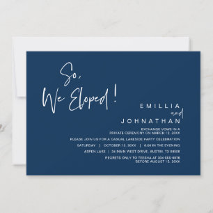 So, We Eloped, Wedding Elopement Party Invitation