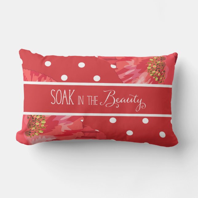 Soak in the Beauty Poppy Red and White Polkadots Outdoor Cushion (Front)