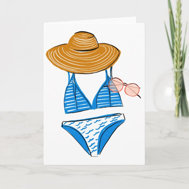 Soak up the Sun - Blue Swimsuit 2 Card (Front)