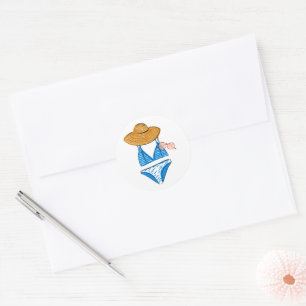Soak up the Sun - Blue Swimsuit 2 Classic Round Sticker