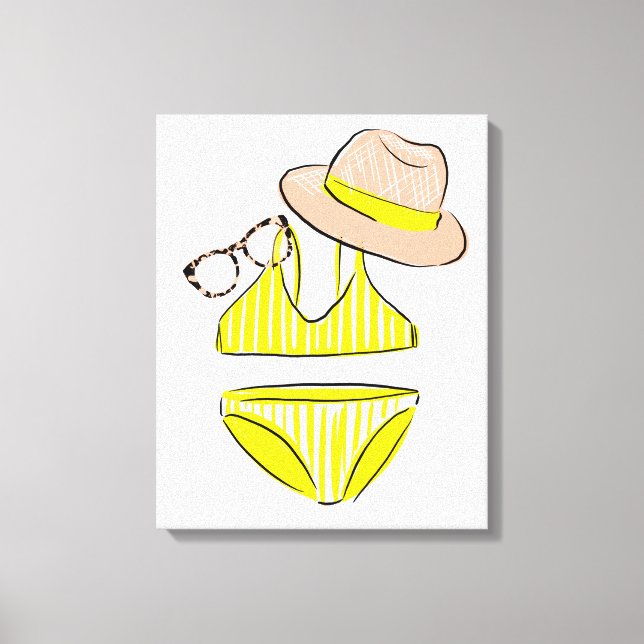 Soak up the Sun - Yellow Swimsuit Canvas Print (Front)