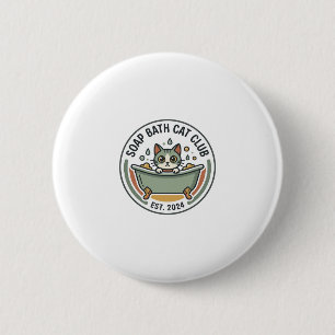 Soap Bath Cat POD Vector Art - Soap Bath Cat Club_ 6 Cm Round Badge