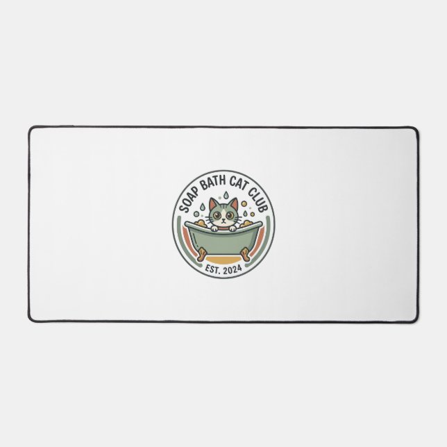 Soap Bath Cat POD Vector Art - Soap Bath Cat Club_ Desk Mat (Front)