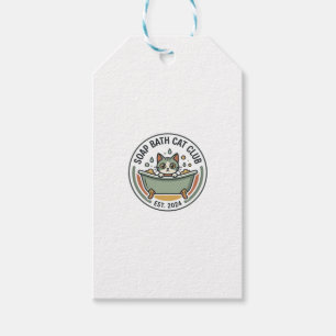 Soap Bath Cat POD Vector Art - Soap Bath Cat Club_ Gift Tags