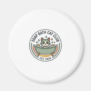 Soap Bath Cat POD Vector Art - Soap Bath Cat Club_ Magnet