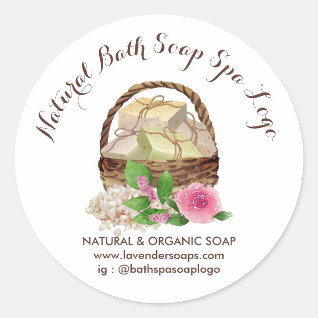 Soap Bath Lavender Spa Handmade Classic Round Sticker (Front)