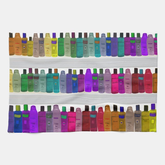 Soap Bottle Rainbow - for bathrooms, salons etc Tea Towel (Horizontal)