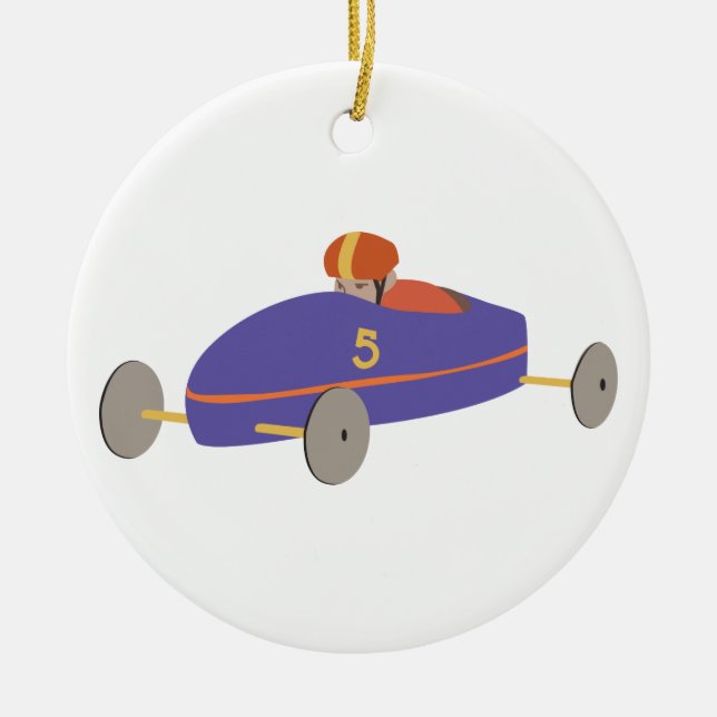 Soap Box Derby Ceramic Tree Decoration (Front)