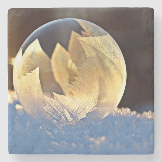 Soap Bubble on Snow Stone Coaster (Front)