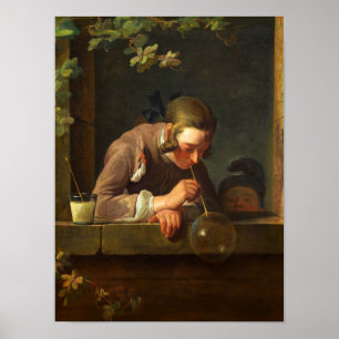 Soap Bubbles, 1733-1734 by Jean Simeon Chardin Poster