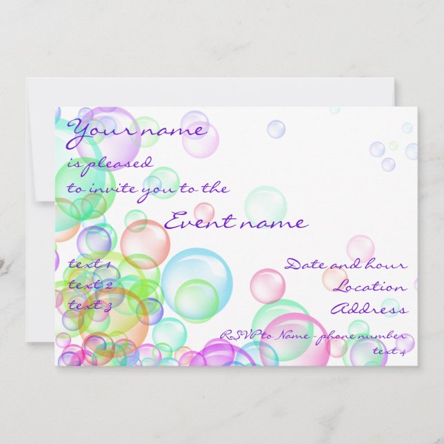 Soap Bubbles Invitation (Front)