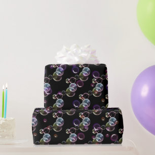 Soap Bubbles On Black Wrapping Paper