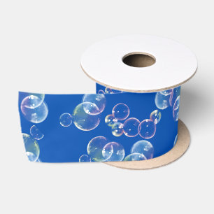 Soap Bubbles On Blue Satin Ribbon