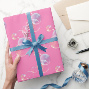 Soap Bubbles On Pink Wrapping Paper