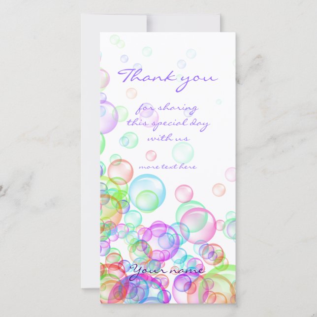 Soap Bubbles Thank You Card (Front)