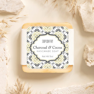 Soap Label Floral Pattern Feminine Gray Beige