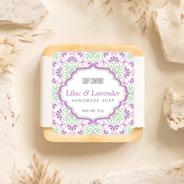 Soap Label | Purple | Floral Mosaic Pattern (Creator Uploaded)