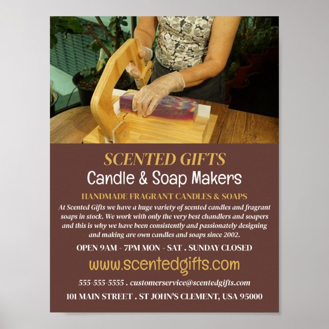 Soap Making, Candle & Soap Maker Advertising Poster (Front)