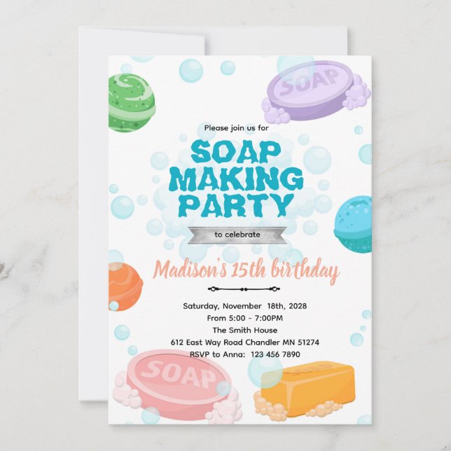 Soap Making Party Invitation (Front)