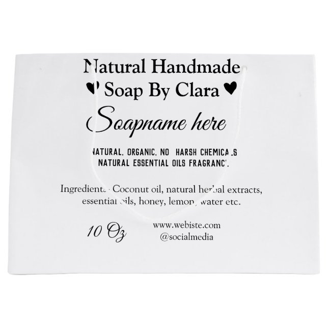 soap name weight website ingredients details text large gift bag (Front)