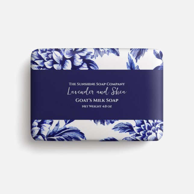 Soap Packaging Paper - blue and white dahlias (Soap band sold separately)