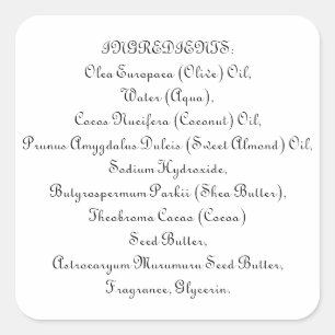 Soap Skincare Ingredient Listing Product Simply Square Sticker