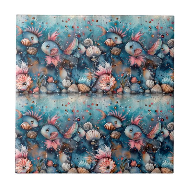 Soapy sea funny fish inhabitants tile (Front)