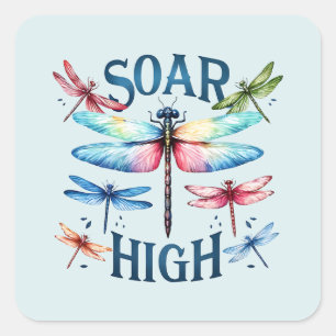 Soar High - Artistic Dragonfly Square Sticker