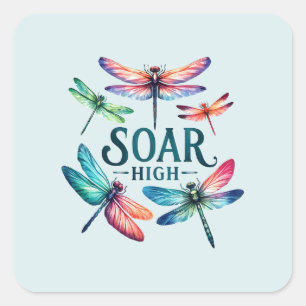 Soar High - Artistic Dragonfly Square Sticker