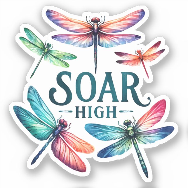 Soar High - Dragonfly Colourful Inspirational (Front)