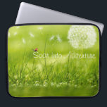 Soar into Adventure Laptop Sleeve<br><div class="desc">A cute design featuring a dandelion and ladybugs. The text says 'soar into adventure'.</div>