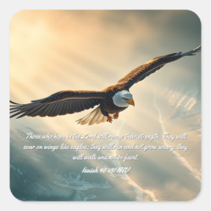Soar on wings like eagles    square sticker