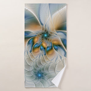 Soaring, Abstract Fantasy Fractal Art With Blue Bath Towel