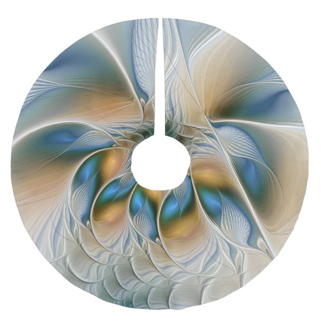 Soaring, Abstract Fantasy Fractal Art With Blue Brushed Polyester Tree Skirt (Front)