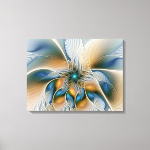 Soaring, Abstract Fantasy Fractal Art With Blue Canvas Print