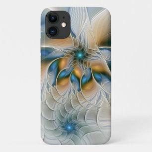 Soaring, Abstract Fantasy Fractal Art With Blue Case-Mate iPhone Case