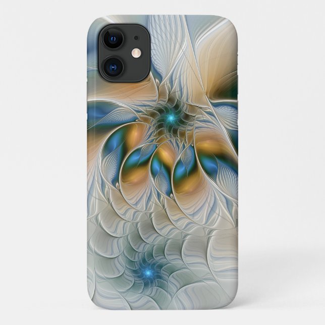 Soaring, Abstract Fantasy Fractal Art With Blue Case-Mate iPhone Case (Back)